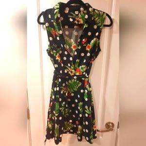 Tropical Hawaiian Polka Dot Swing Dress